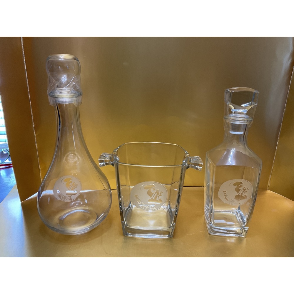 Florida State Seminoles FSU Glass Barware Set Decanters and Ice Bucket Etched